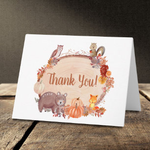 Autumn Woodland Animals Baby Shower Thank You Card