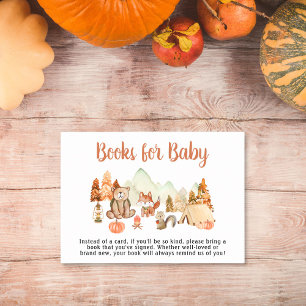 Autumn Woodland Animals Books For Baby Shower Enclosure Card
