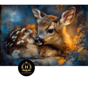 Autumn Woodland Baby Fawn Portrait Tissue Paper