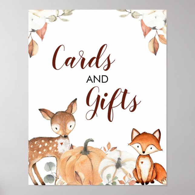 Autumn Woodland Baby Shower Cards & Gifts Poster (Front)