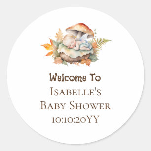 Autumn Woodland Fairy Baby Shower Classic Round Sticker