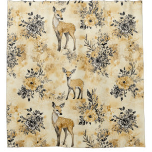 Autumn Woodland Fawn Pattern Shower Curtain