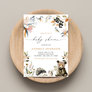 Autumn Woodland Forest Animals Fall Baby Shower Invitation