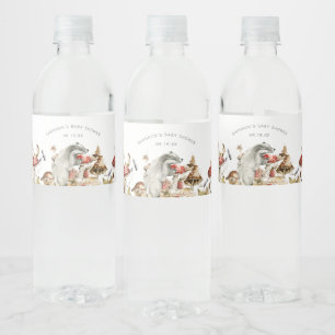 Autumn Woodland Forest Mushrooms Baby Shower Water Bottle Label