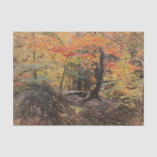 Autumn Woodland Forest Yellow Trees Sketch Art Tissue Paper