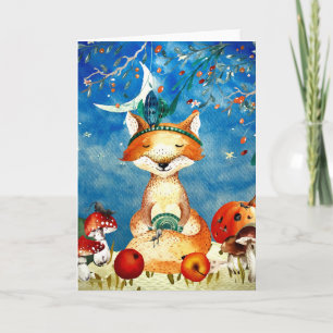 Autumn Woodland Friends Fox Forest Illustration Card