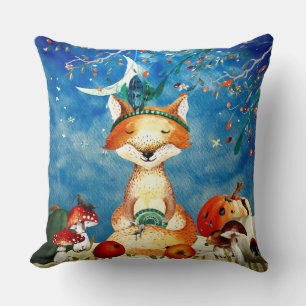 Autumn Woodland Friends Fox Forest Illustration Cushion