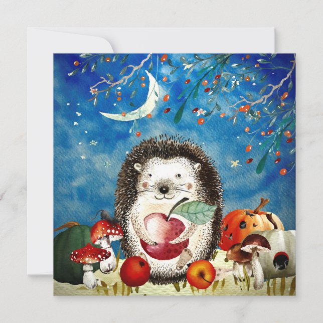 Autumn Woodland Friends Hedgehog Forest Drawing (Front)