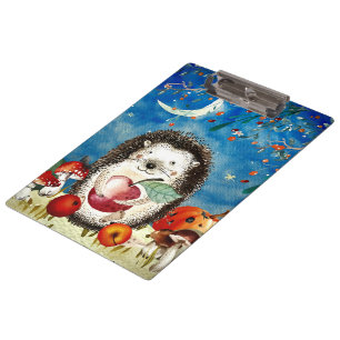 Autumn Woodland Friends Hedgehog Forest Drawing Clipboard