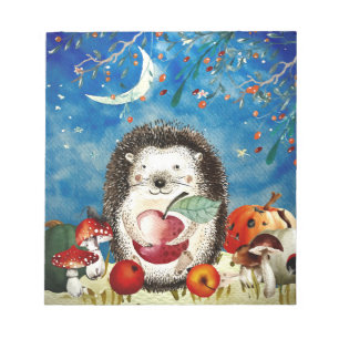 Autumn Woodland Friends Hedgehog Forest Drawing Notepad