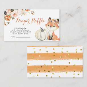 Autumn Woodland Girl Baby Shower Diaper Raffle Enclosure Card