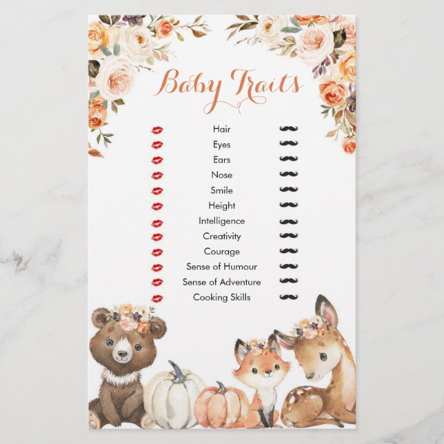 Autumn Woodland Oh Baby Baby Traits Games (Front)