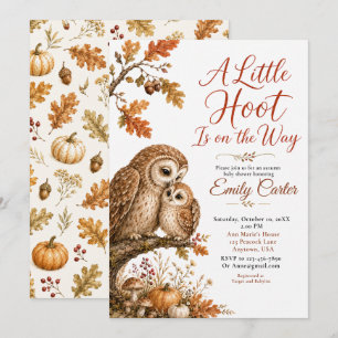 Autumn Woodland Owl Baby Shower Invitation