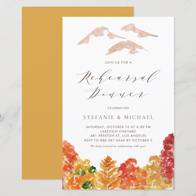 Autumn Woodlands Fall Rehearsal Dinner Invitation (Front/Back)
