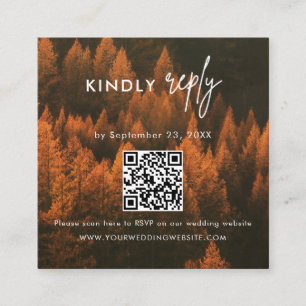 Autumn Woods Minimalist Wedding RSVP Card