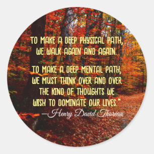 Autumn Woods New Hampshire Motivational Quote Classic Round Sticker