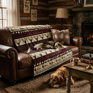 Autumn woods personalised cabin fleece blanket