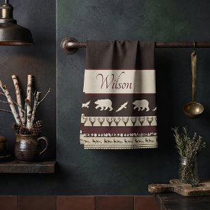 Autumn woods personalised tea towel