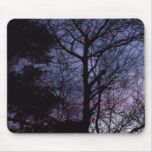 Autumn Woods Silhouette Sunset Mouse Mat