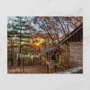 Autumn Woods Sunset Thank You Postcard