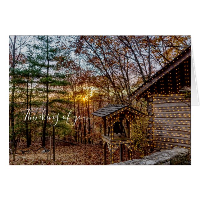 Autumn Woods Sunset Thinking Of You Card (Front Horizontal)