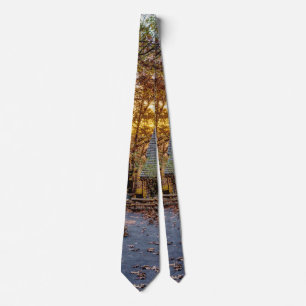 Autumn Woods Sunset Walkway Neck Tie