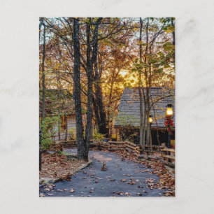 Autumn Woods Sunset Walkway Postcard