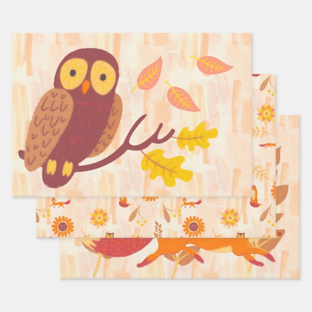Autumn Woods Wrapping Paper Sheet (Set)