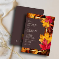 Autumn Woody Brown & Elegant Golden Frame Wedding