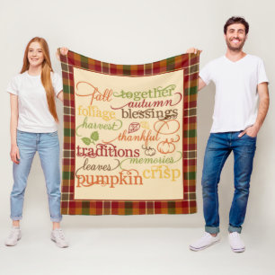Autumn words fleece blanket