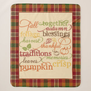 Autumn words sherpa blanket