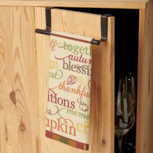 Autumn words tea towel