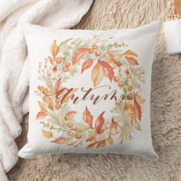 Autumn Wreath 20 x 20 Throw Pillow