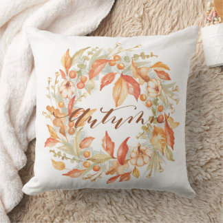 Autumn Wreath 20 x 20 Throw Pillow