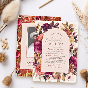 Autumn Wreath Arch Celebration of Life Funeral Invitation