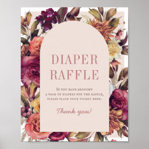 Autumn Wreath Arch Tan Baby Shower Diaper Raffle Poster