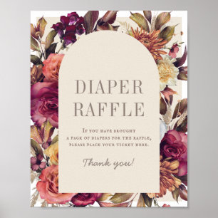 Autumn Wreath Arch Tan Baby Shower Diaper Raffle Poster