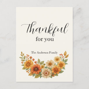 Autumn Wreath – Fall Floral Thanksgiving Holiday Postcard