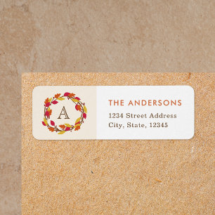 Autumn Wreath Family Name Monogram Return Address