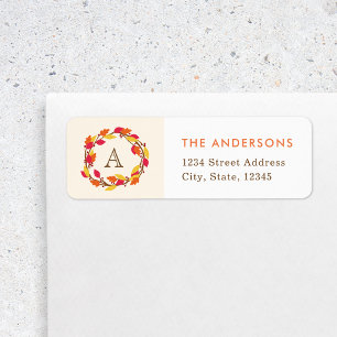 Autumn Wreath Family Name Monogram Return Address