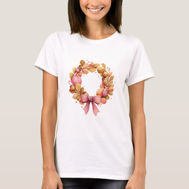 Autumn Wreath Graphic T-Shirt – Thanksgiving Tee (Front)