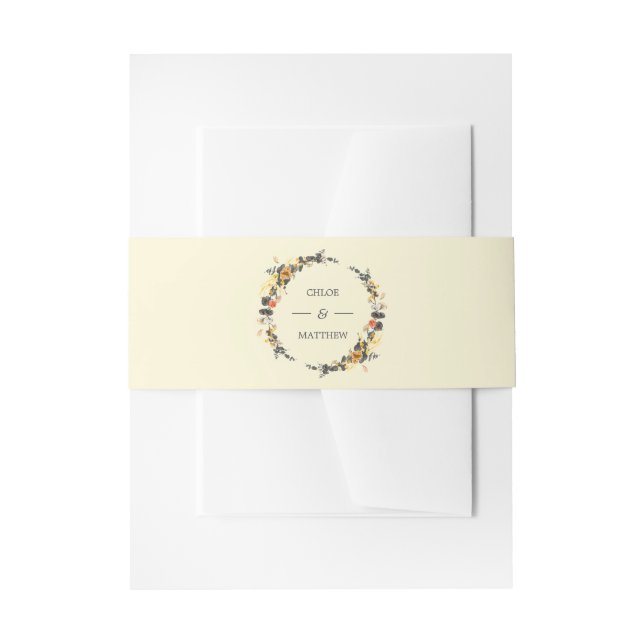 Autumn Wreath | Modern Wedding Custom Invitation Belly Band (Front Example)