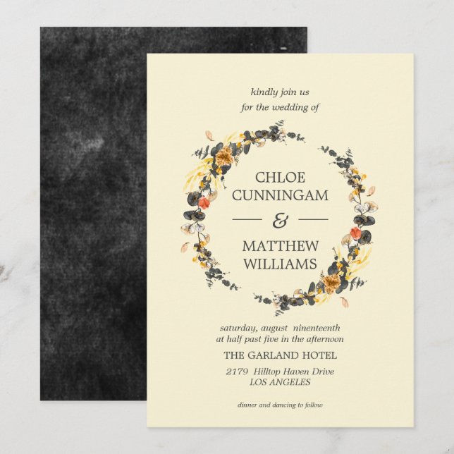 Autumn Wreath | Modern Wedding Invitation (Front/Back)