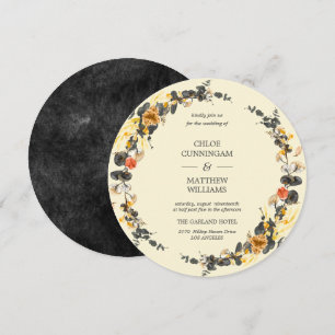 Autumn Wreath Modern Wedding Round Invitation