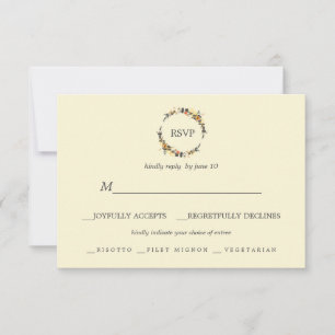 Autumn Wreath   Modern Wedding RSVP meal choice