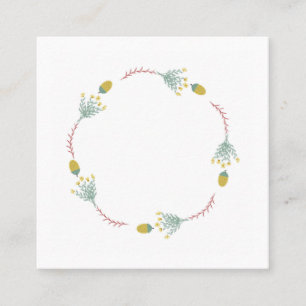Autumn wreath of flowers and acorns discount card