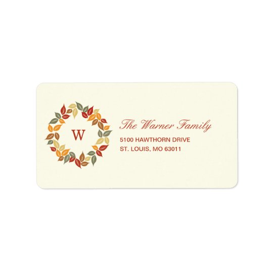 Autumn Wreath Thanksgiving Address Label