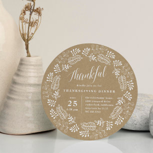Autumn Wreath Thanksgiving Dinner Invitation