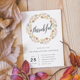 Autumn Wreath   Thanksgiving Dinner Invitation