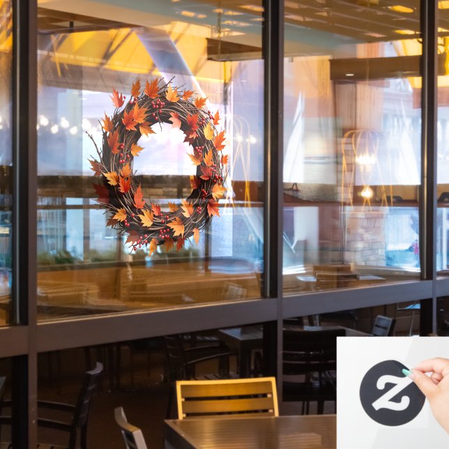 Autumn Wreath Window Cling (Restaurant Window)